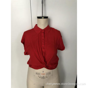 Short-sleeved shirt with rolled edge